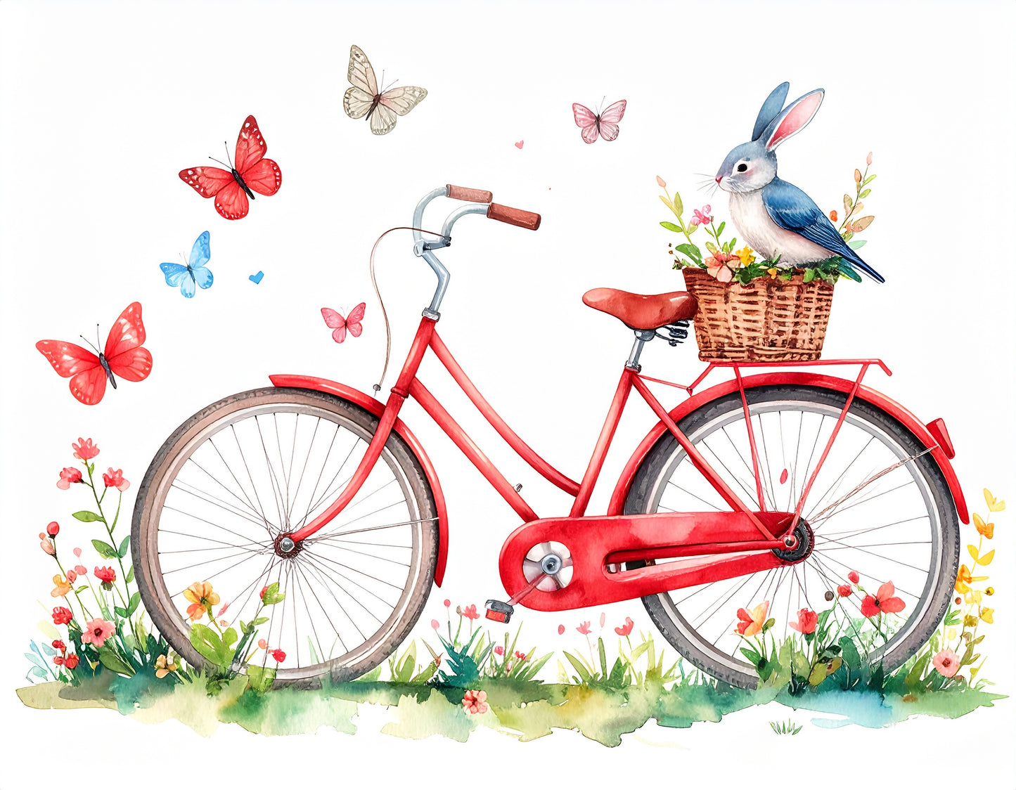 Abigail- Luxe Stitch & Printed: Premium Kid Designer Red Bike Cotton Tee