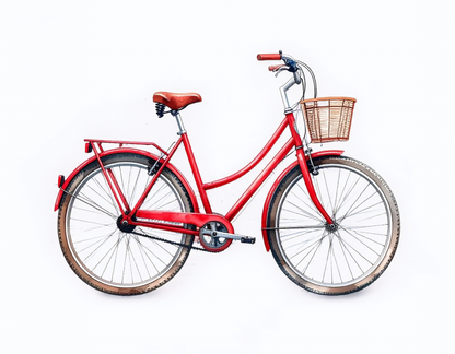 Abigail- Luxe Stitch & Printed: Premium Kid Designer Red Bike Cotton Tee