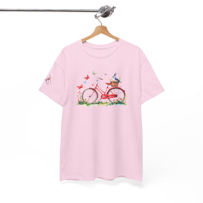 Abigail- Luxe Stitch & Printed: Premium Kid Designer Red Bike Cotton Tee