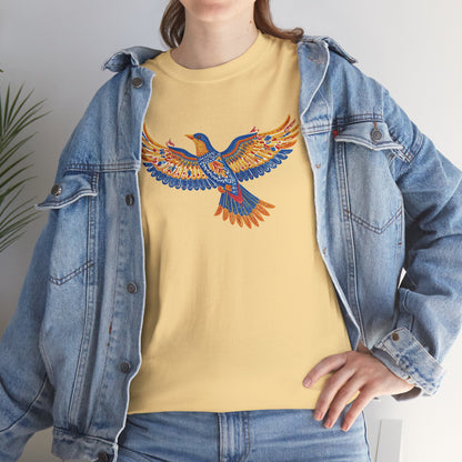 A Color filled Bird- Luxe Stitch & Embroidered: Premium Women Designer Bird Cotton Tee
