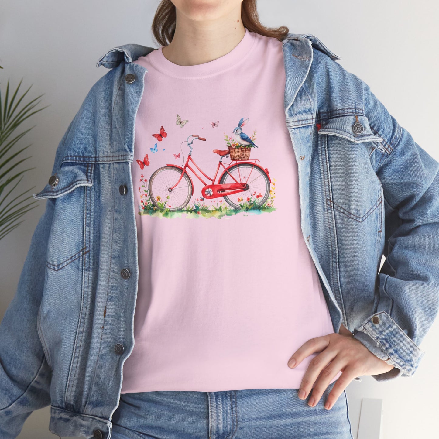 Abigail- Luxe Stitch & Printed: Premium Kid Designer Red Bike Cotton Tee