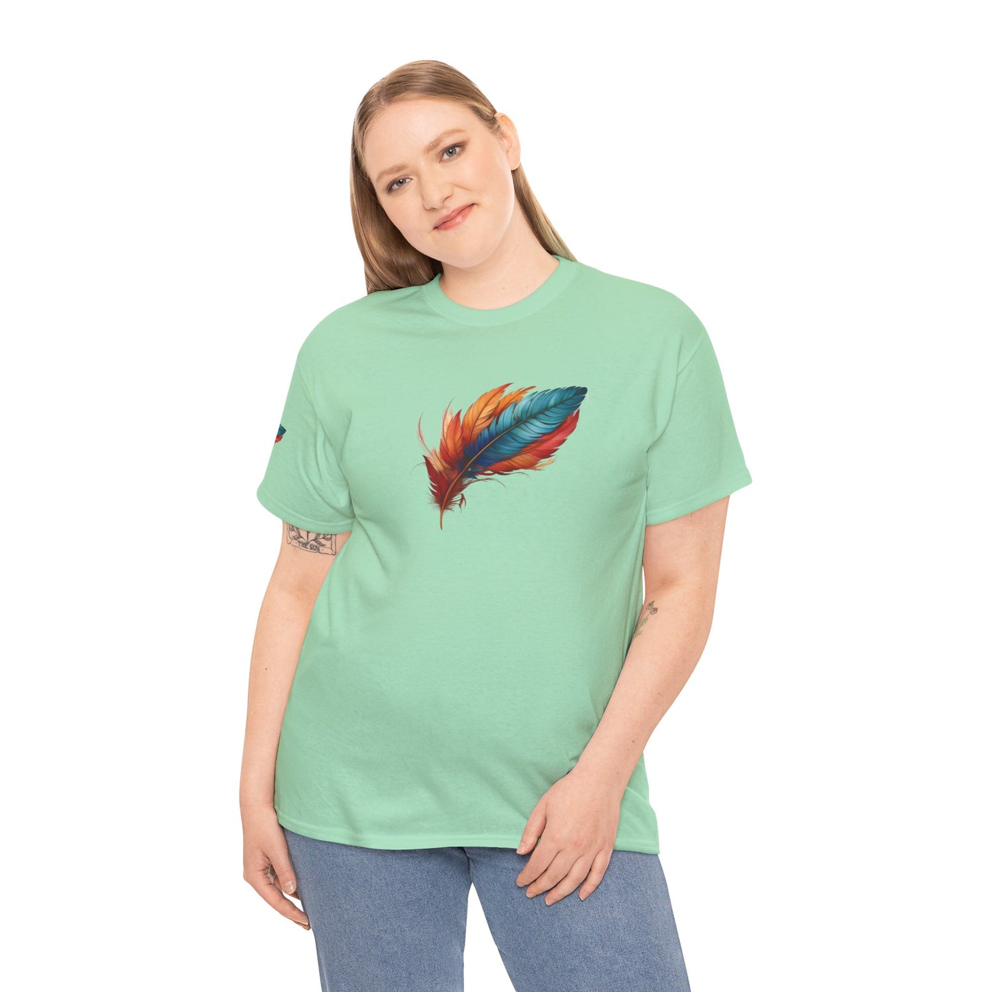 Light Feather- Luxe Stitch & Printed: Premium Women Designer Cotton Tee
