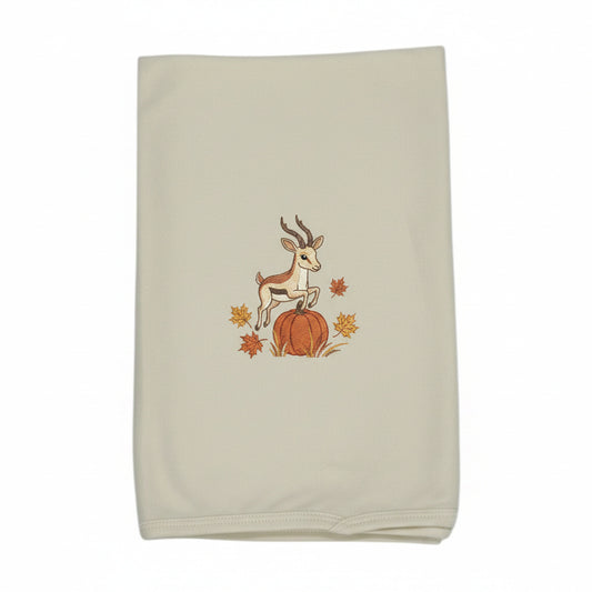 Embroidered Harvest Blanket– Harvest Snuggle Set (100% Cotton, Cream)