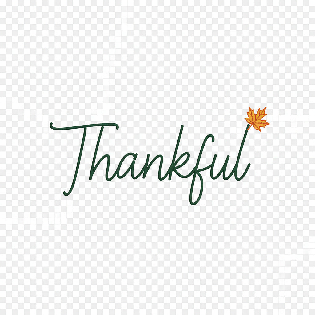 Embroidered "Thankful" Bib – Thanksgiving Table Set (100% Cotton, Orange)