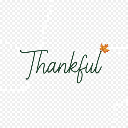 Embroidered "Thankful" Bib – Thanksgiving Table Set (100% Cotton, Orange)